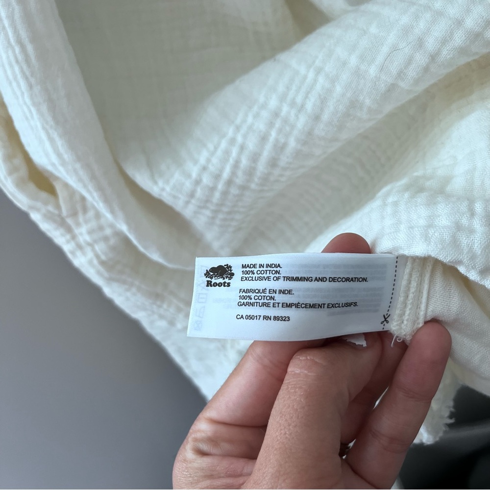 Roots White Raw Hem 100% Midi T-Shirt Dress Women’s Size Small - Picture 5 of 7